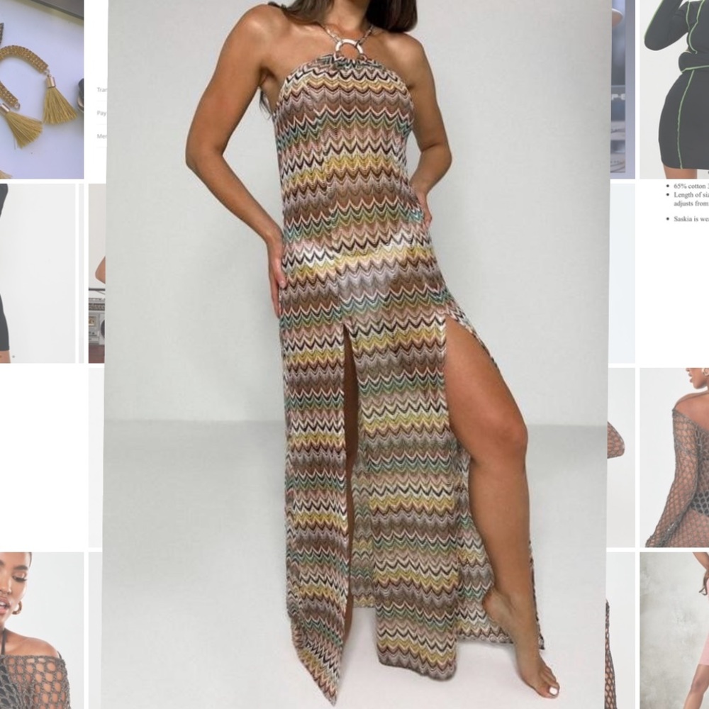 MISSGUIDED Chevron Cover Up Maxi Dress Size 4
